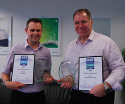 James Mclavy and Dave Hall with the awards