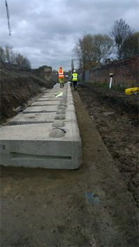 Retaining blocks at busway project