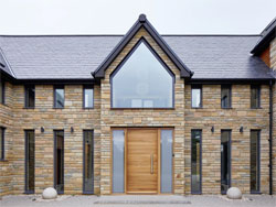 Iroko door with side lights